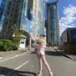 Фонтан гелієвих кульок в голубому кольорі