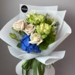 Букет Агапантус , Гортензія , Діантус , Леукодендрон , Оксіпеталум , Троянда