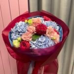 Букет з Гортензії, Троянди, Еустоми