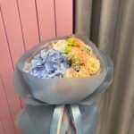 Букет з Гортензії, Еустоми, Троянди Хамелаціума