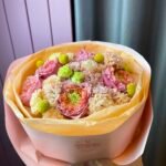 Букет з еустоми, краспедії, троянди