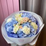 Букет з Троянди, Гортензії, Танацетума Діантуса